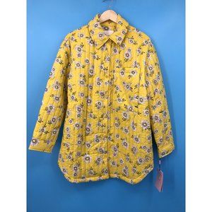 Avec Les Filles Quilted Yellow Flower Daisy Jacket Medium NEW